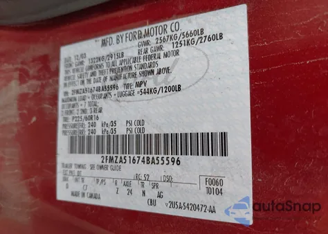 2004 Ford Freestar Se z USA, uszkodzony, nr VIN 2FMZA51674BA55596